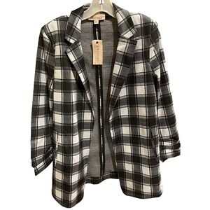 Brand New Philosophy Black White Plaid Blazer Jacket Women Medium Timeless!